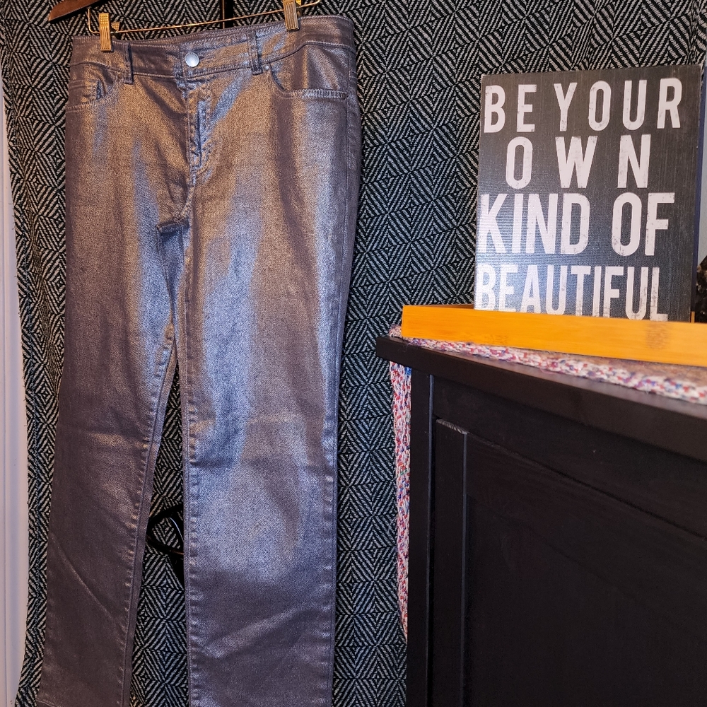 Platinum Chico's Metallic Silver Pants